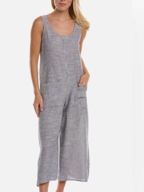 #17)  Max Studio Striped Tank Wide-Leg Jumpsuit - White & Gray